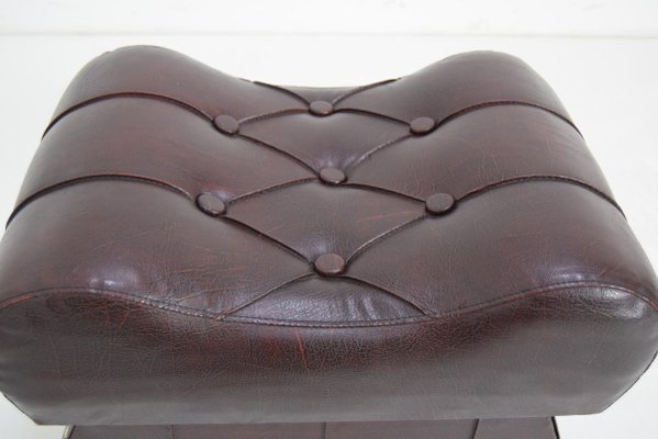 Mid-Century Leatherette Stool with Wheels, 1970s-TZ-844094