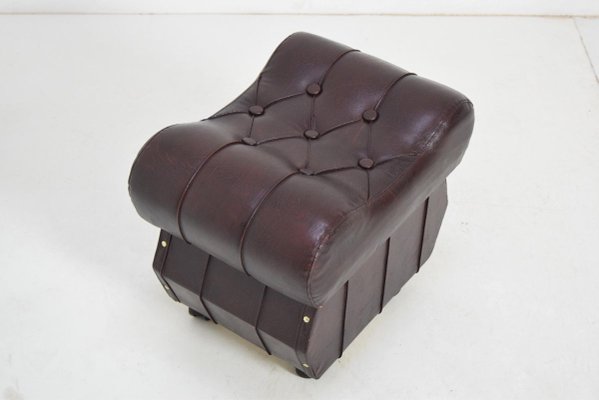 Mid-Century Leatherette Stool with Wheels, 1970s-TZ-844094