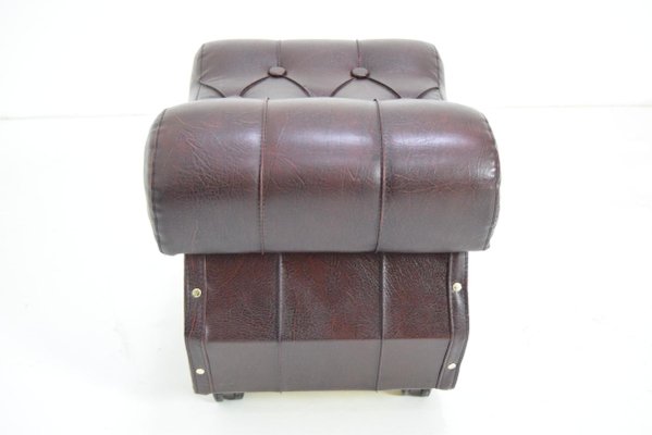 Mid-Century Leatherette Stool with Wheels, 1970s-TZ-844094