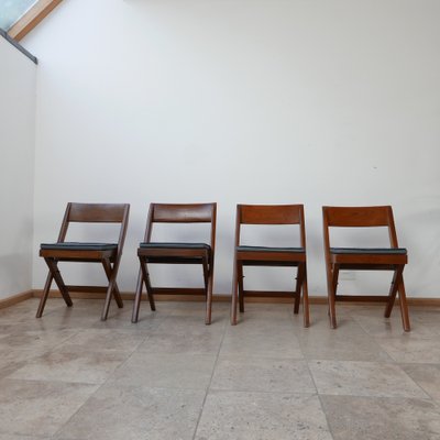 Mid-Century Library Dining Chairs by Pierre Jeanneret, Set of 4-JRP-1028187