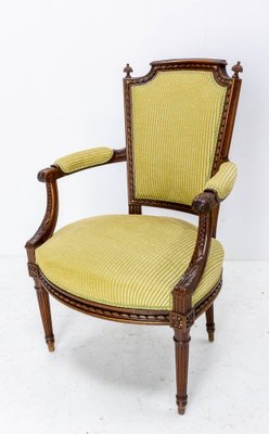 Mid-Century Louis XVI Revival Open Armchairs with Footstools, France, Set of 2-RIU-1309300