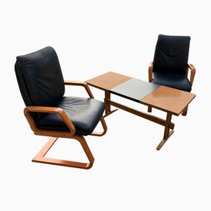 Mid-Century Lounge Chairs and Table, 1960s, Set of 2-OXJ-1186303