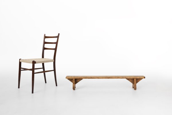 Mid-Century Low Wooden Bench, France, 1850s-YSY-2027740