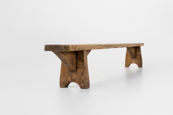 Mid-Century Low Wooden Bench, France, 1850s-YSY-2027740