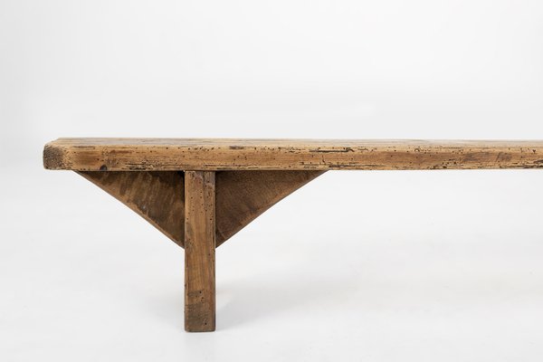 Mid-Century Low Wooden Bench, France, 1850s-YSY-2027740