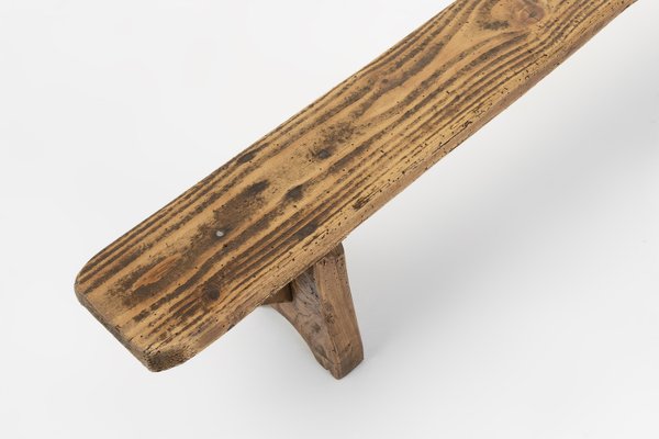 Mid-Century Low Wooden Bench, France, 1850s-YSY-2027740