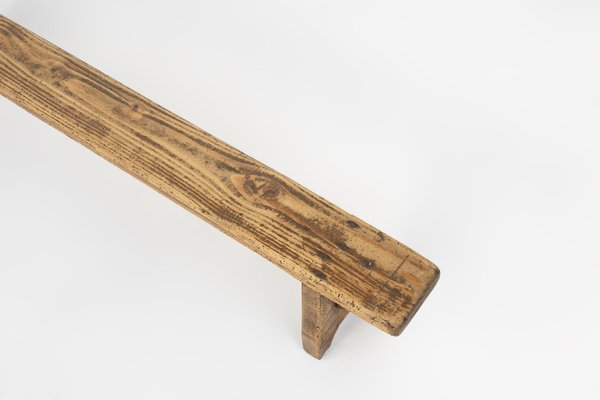 Mid-Century Low Wooden Bench, France, 1850s-YSY-2027740