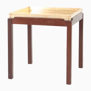 Mid-Century Mahogany and Brass Side Table, 1960s-FK-671950