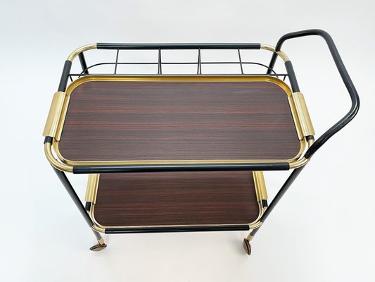 Mid-Century Mahogany Bar Cart with Trays and Bottle Holder by Ico Parisi, 1960s-JDR-1191853