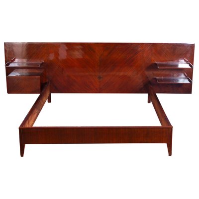 Mid-Century Mahogany Queen Bed Attributed to Gio Ponti, 1950-MBH-1032380