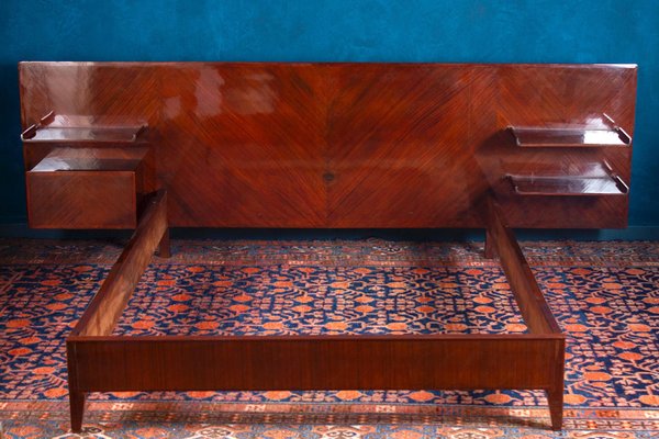 Mid-Century Mahogany Queen Bed Attributed to Gio Ponti, 1950-MBH-1032380