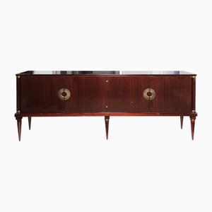 Mid-Century Mahogany Sideboard with Brass Accents-PSQ-2023659