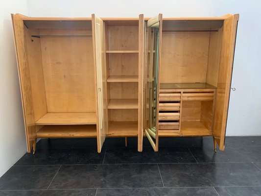 Mid-Century Maple Wardrobe with Brass Tips-IJR-1316777