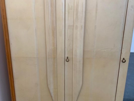 Mid-Century Maple Wardrobe with Brass Tips-IJR-1316777