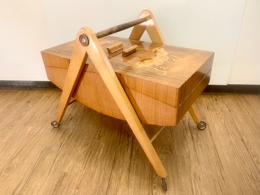 Mid-Century Marquetry Sewing Table-PYR-665601