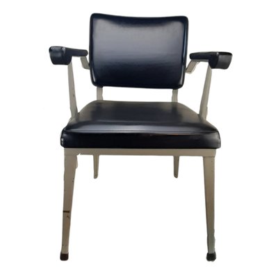 Mid-Century Metal and Black Sky Upholstered Chair-TCS-1156224