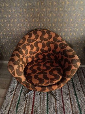 Mid-Century Metal and Fabric Swivel Chairs, 1960s, Set of 2-OXJ-1763286