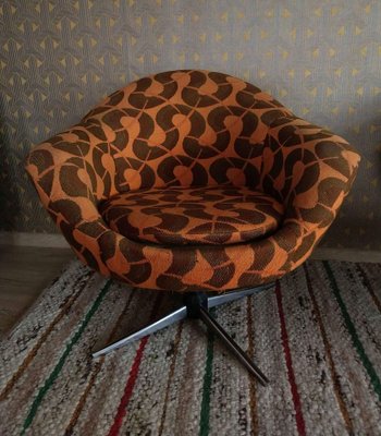 Mid-Century Metal and Fabric Swivel Chairs, 1960s, Set of 2-OXJ-1763286