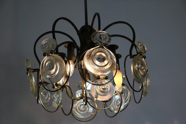 Mid-Century Metal and Glass Ceiling Lamp-SXX-591816