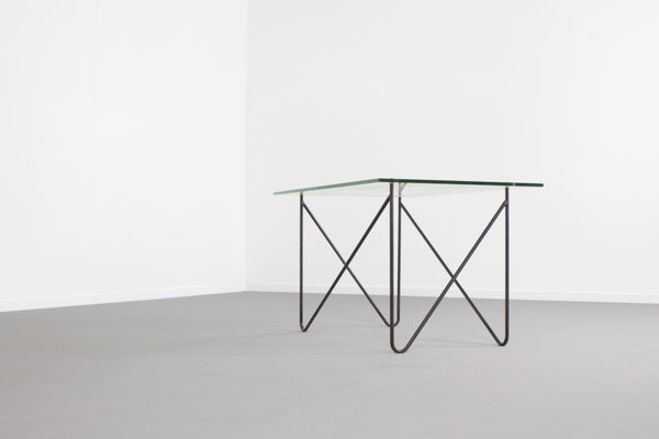 Mid-Century Metal and Glass Table from Airborne, France, 1950s-QT-1263303