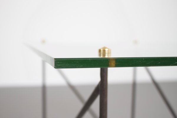 Mid-Century Metal and Glass Table from Airborne, France, 1950s-QT-1263303