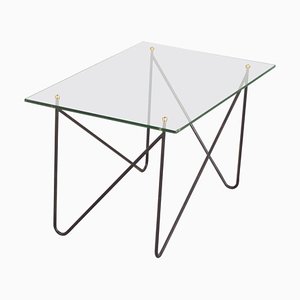 Mid-Century Metal and Glass Table from Airborne, France, 1950s-QT-1263303