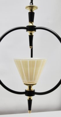 Mid-Century Metal and Opaline Pendant Lobby Light, 1950s-MJY-1148840