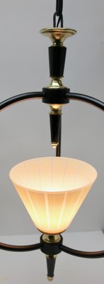 Mid-Century Metal and Opaline Pendant Lobby Light, 1950s-MJY-1148840