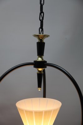 Mid-Century Metal and Opaline Pendant Lobby Light, 1950s-MJY-1148840