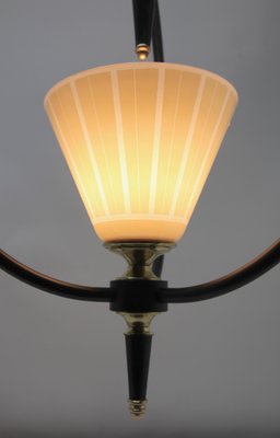 Mid-Century Metal and Opaline Pendant Lobby Light, 1950s-MJY-1148840