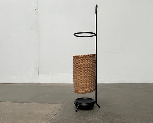 Mid-Century Metal and Rattan Umbrella Stand, 1960s-UAH-1792193