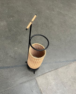 Mid-Century Metal and Rattan Umbrella Stand, 1960s-UAH-1792193