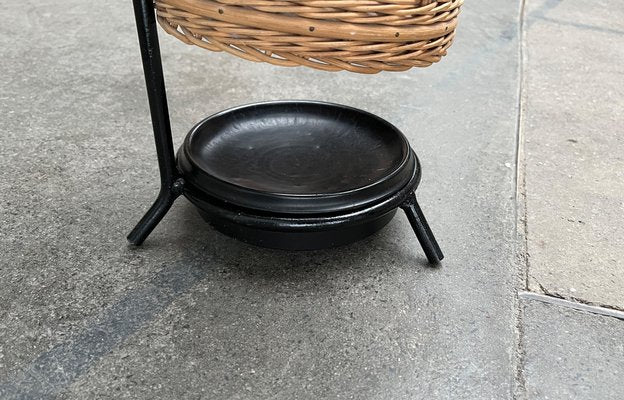 Mid-Century Metal and Rattan Umbrella Stand, 1960s-UAH-1792193