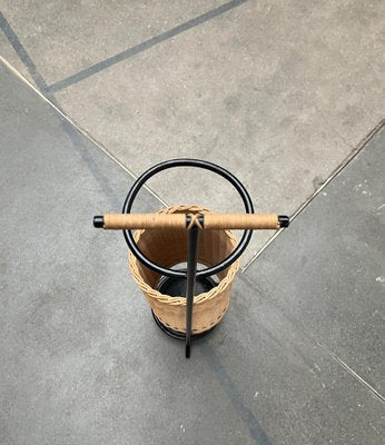 Mid-Century Metal and Rattan Umbrella Stand, 1960s-UAH-1792193