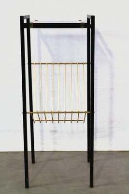 Mid-Century Metal and Smoked Glass Magazine Rack, 1960s-RIU-690576