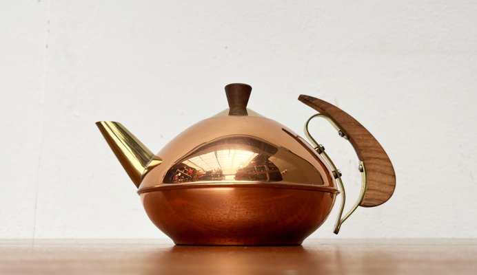 Mid-Century Metal and Teak Teapot, 1960s-UAH-2020670