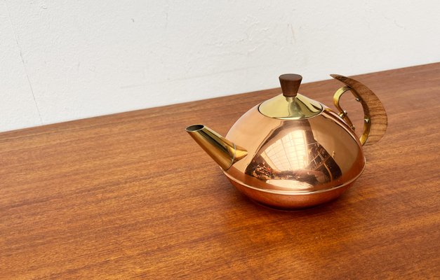 Mid-Century Metal and Teak Teapot, 1960s-UAH-2020670