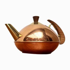 Mid-Century Metal and Teak Teapot, 1960s-UAH-2020670