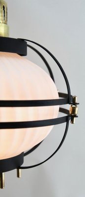 Mid-Century Metal & Opaline Glass Pendant Lamp-MJY-1333940