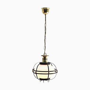 Mid-Century Metal & Opaline Glass Pendant Lamp-MJY-1333940