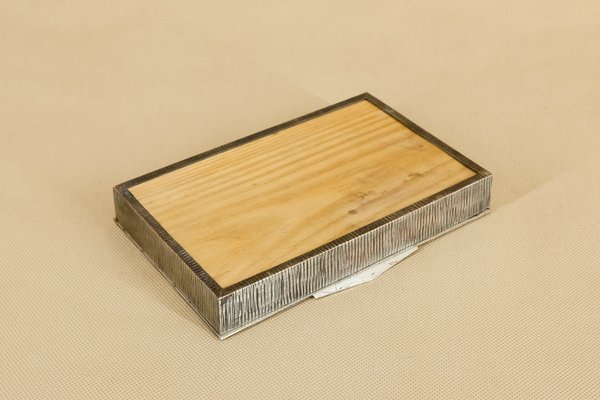 Mid-Century Metal & Wood Budapest Parliament Cigarette Box-YGX-586595