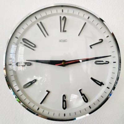 Mid-Century Metamec Wall Clock in White Chrome-BMU-1814121