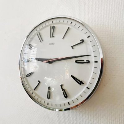 Mid-Century Metamec Wall Clock in White Chrome-BMU-1814121