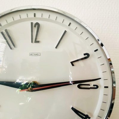 Mid-Century Metamec Wall Clock in White Chrome-BMU-1814121