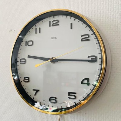 Mid-Century Metamec Wall Clock in White Gold-BMU-1814122