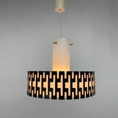 Mid-Century Milk Glass and Metal Pendant, Germany-TZ-1360514