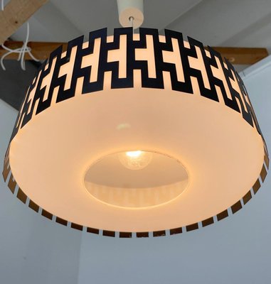 Mid-Century Milk Glass and Metal Pendant, Germany-TZ-1360514