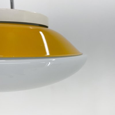 Mid-Century Milk Glass & Metal Ufo Pendant, Czechoslovakia, 1970s-TZ-1449429