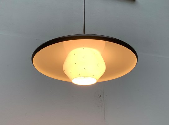 Mid-Century Minimalist Metal and Glass Pendant Lamp-UAH-1029607