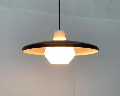 Mid-Century Minimalist Metal and Glass Pendant Lamp-UAH-1029607